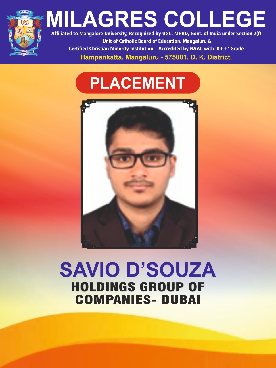 Successfully placed student